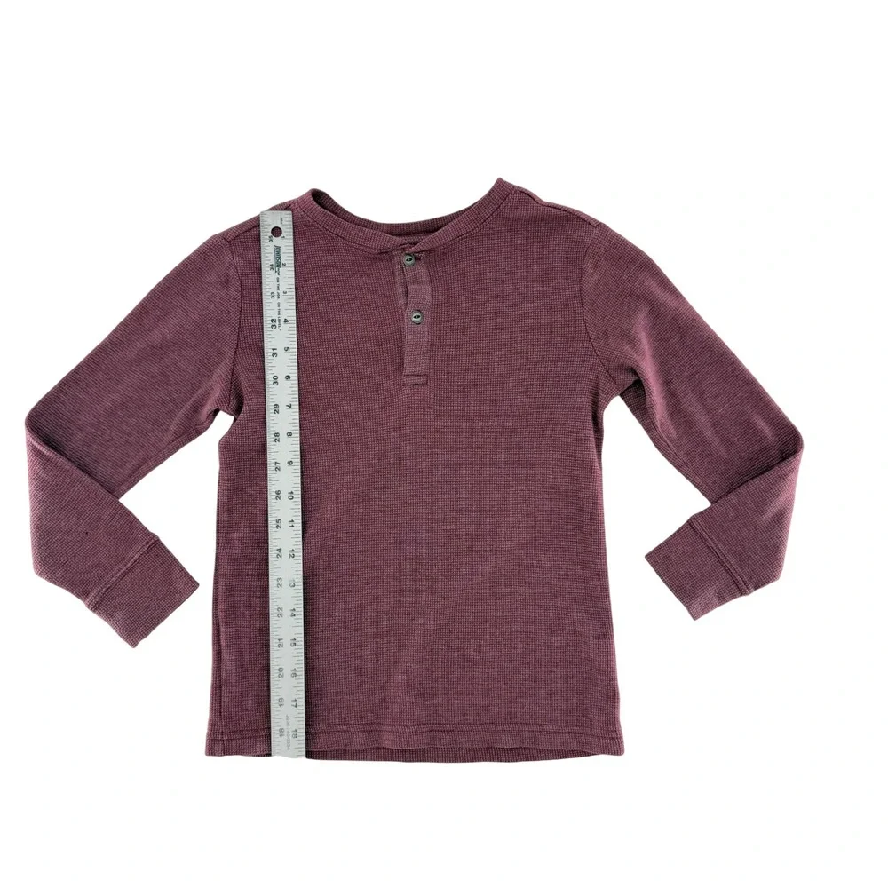 The Childrens Place Long Sleeve Waffle Knit Henley‎ Shirt Burgundy Size S 5 6